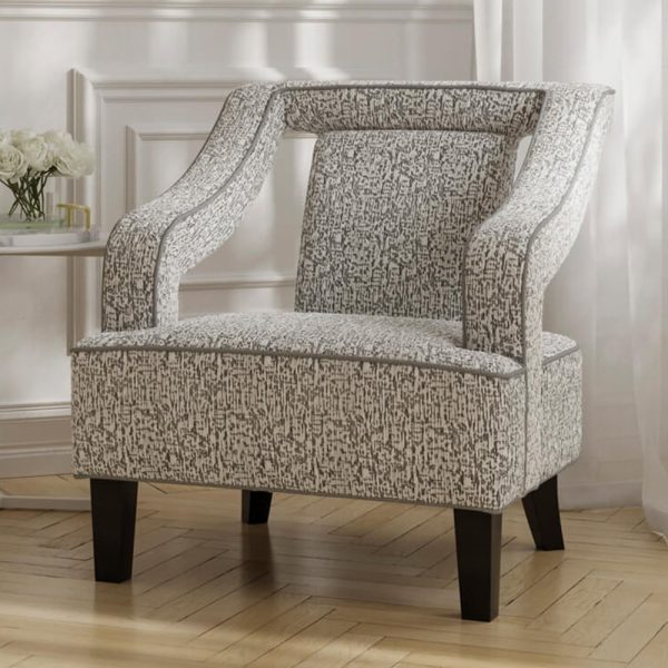 Senatobia Fabric Accent Chair With Black Legs In Elephant | Bed Sava