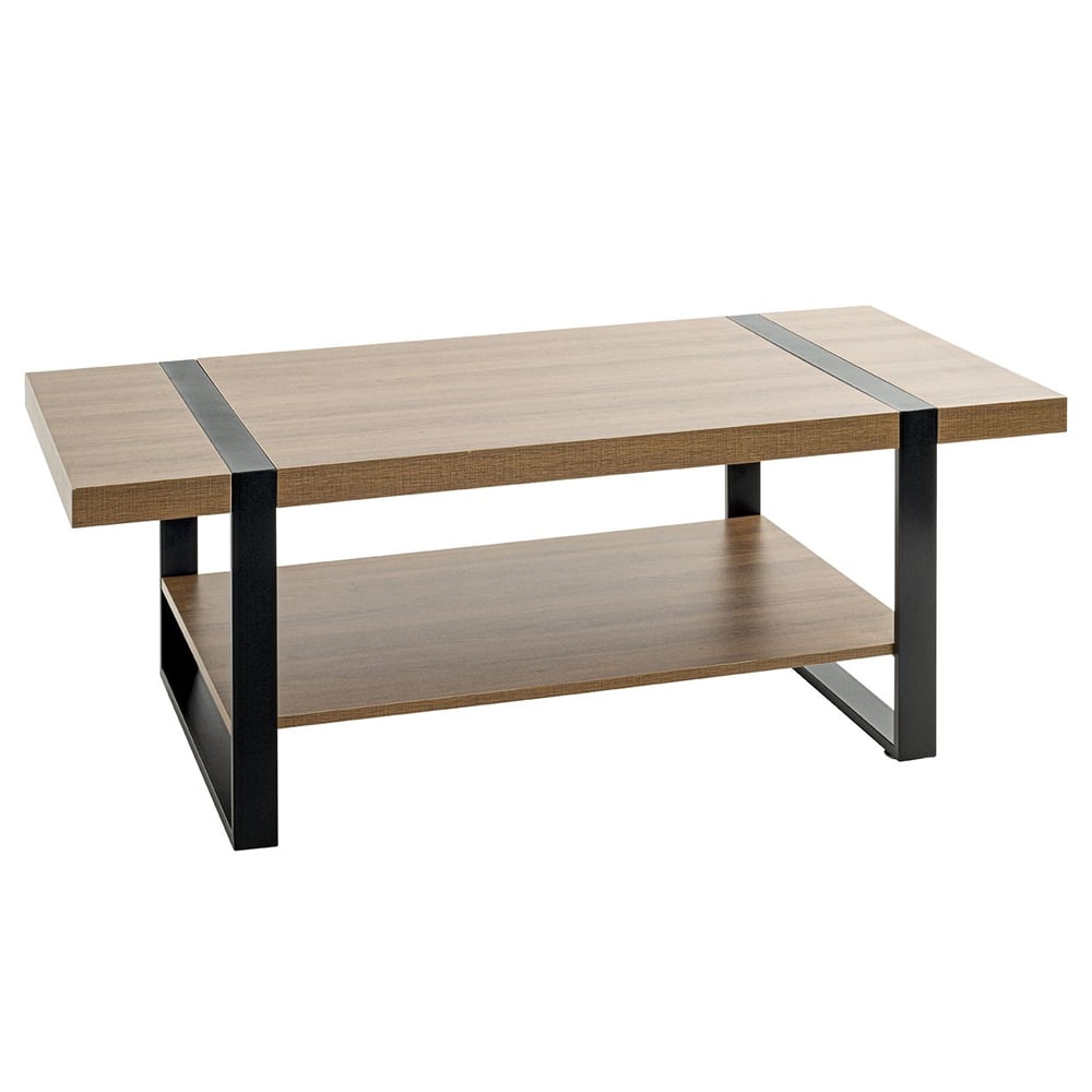 Senatobia Wooden Coffee Table With Black Frame In Natural