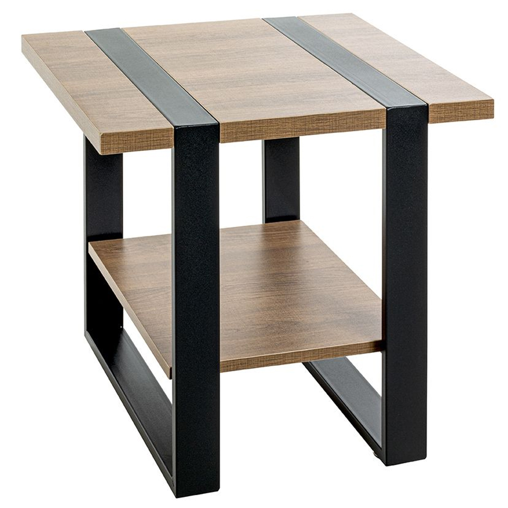Senatobia Wooden Square End Table With Black Frame In Natural