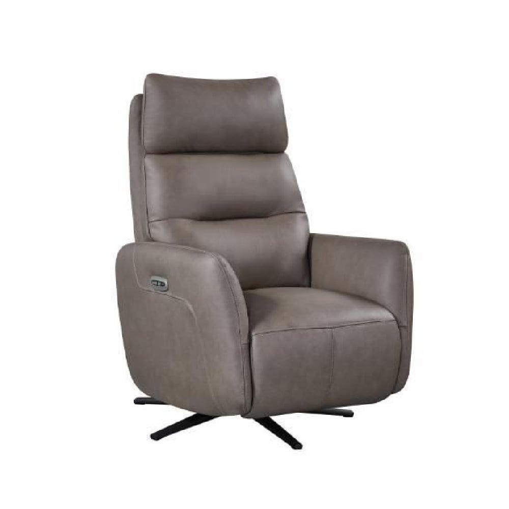 Seneca Leather Electric Recliner Chair In Dark Taupe