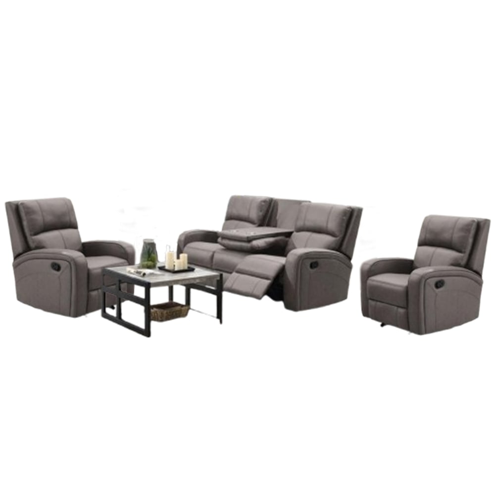 Seoul Fabric Recliner 3+1+1 Seater Sofa Set In Taupe