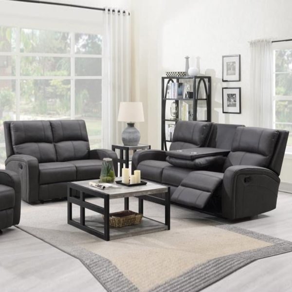 Seoul Fabric Recliner 3+2 Seater Sofa Set In Grey | Bed Sava