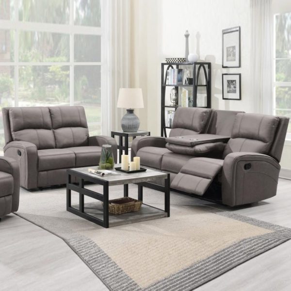 Seoul Fabric Recliner 3+2 Seater Sofa Set In Taupe | Bed Sava
