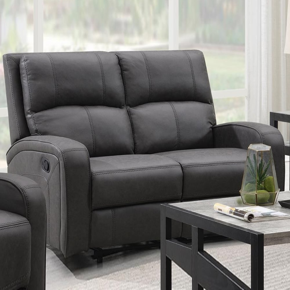 Seoul Fabric Recliner 2 Seater Sofa In Grey