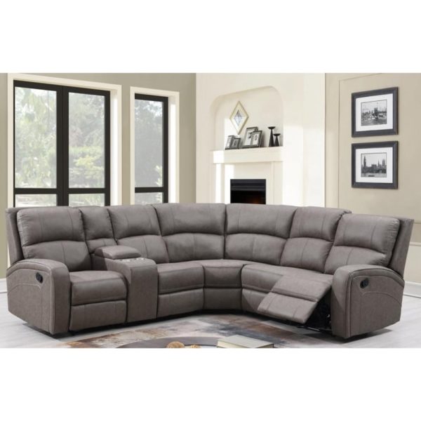 Seoul Fabric Recliner Corner Sofa Suite In Taupe | Bed Sava