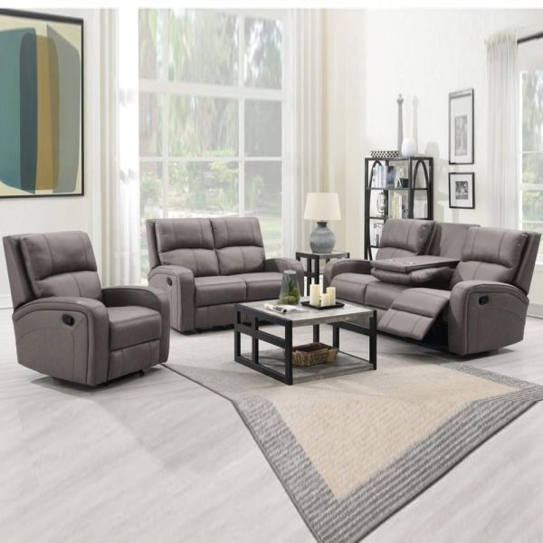 Seoul Fabric Recliner Sofa Suite In Taupe | Bed Sava