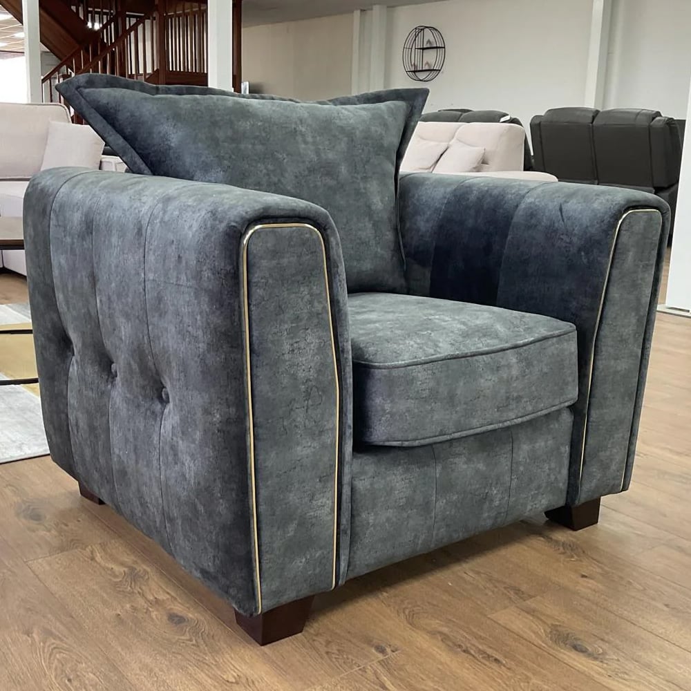 Sevilla Fabric 1 Seater Sofa In Charcoal Black