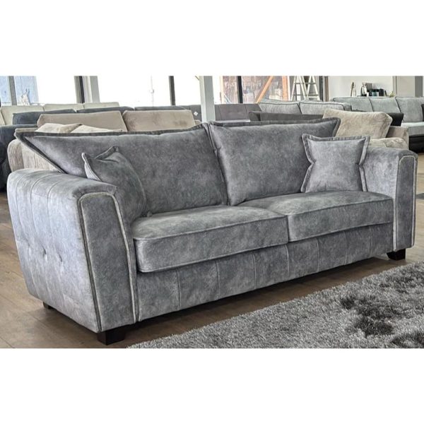 Sevilla Fabric 3 Seater Sofa In Silver Grey | Bed Sava