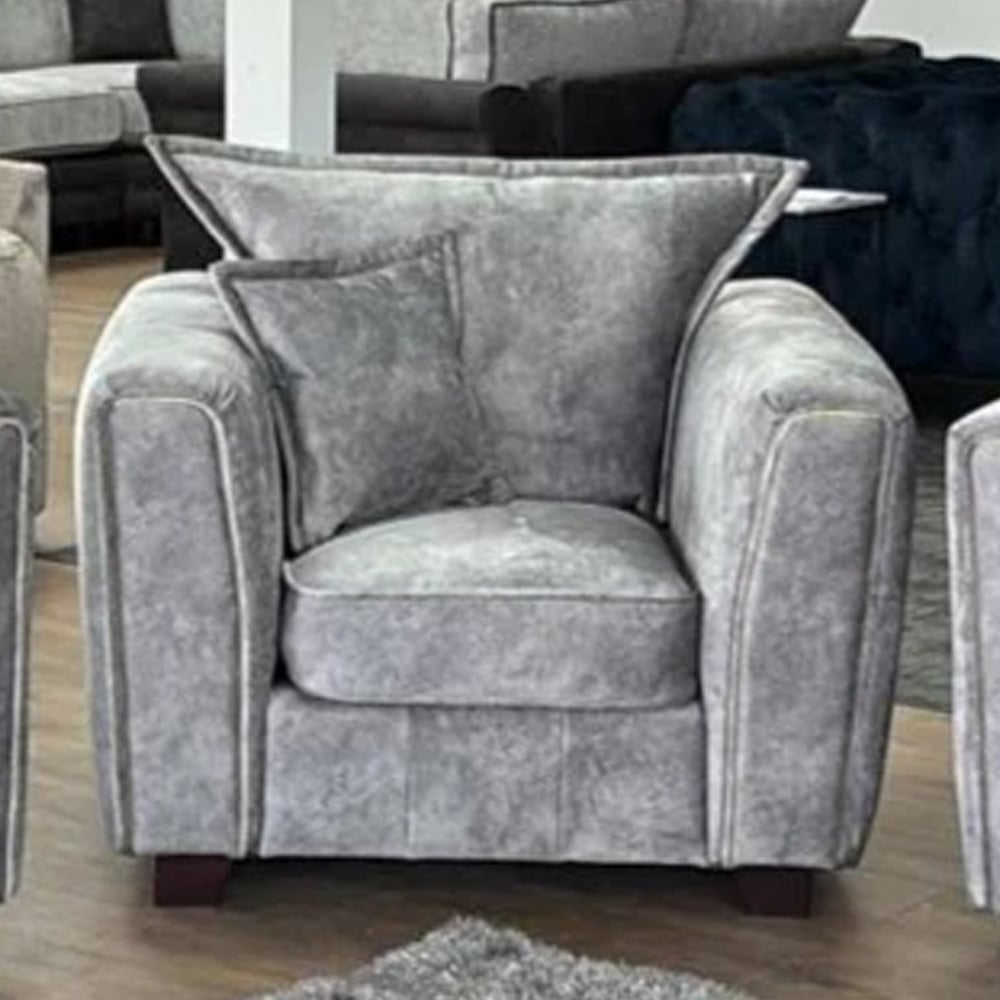 Sevilla Fabric 1 Seater Sofa In Silver Grey