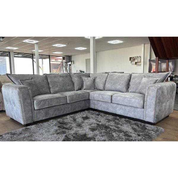 Sevilla Fabric Corner Sofa In Silver Grey | Bed Sava