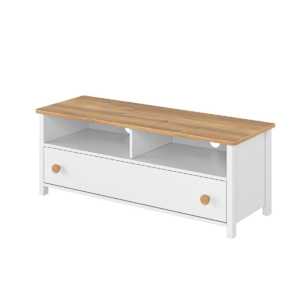 Sevilla Wooden TV Stand With 1 Drawer In Matt White And Oak | Bed Sava