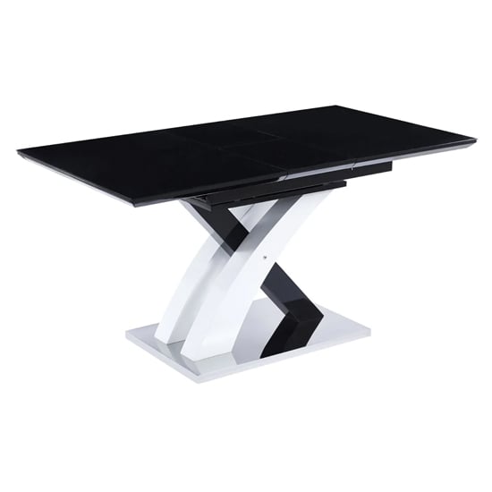 Seville Black Glass Extending Dining Table With Gloss Base