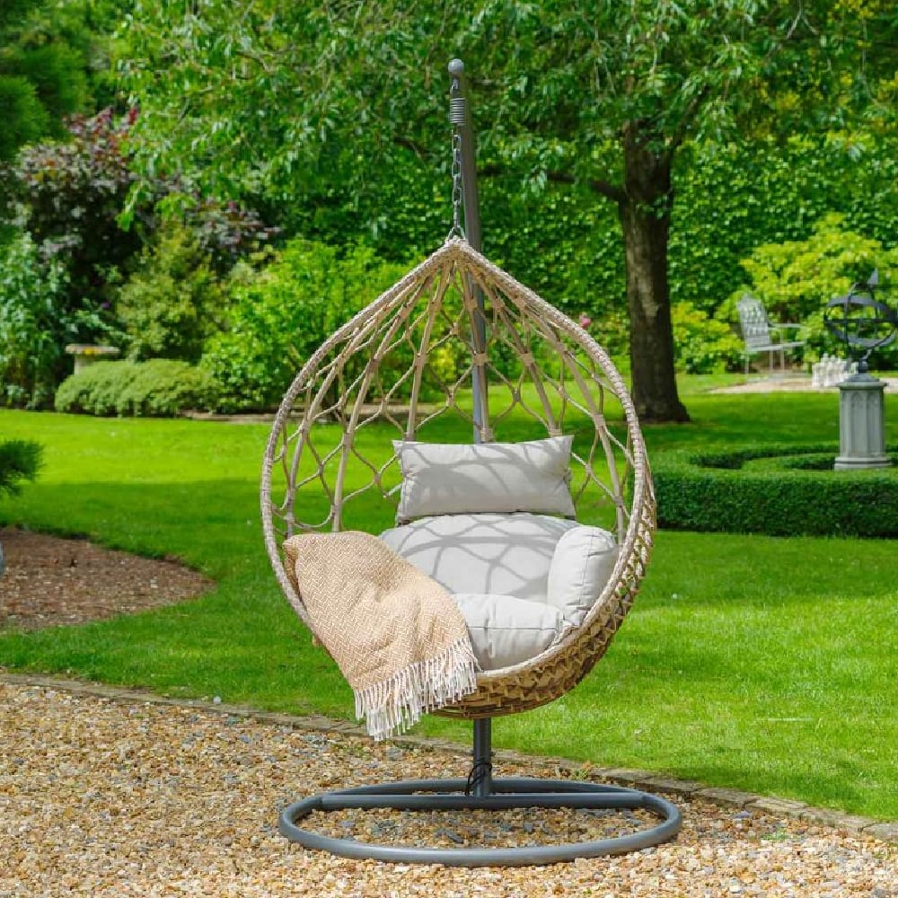 Sewanee Rattan Garden Egg Chair With Cushion In Sand