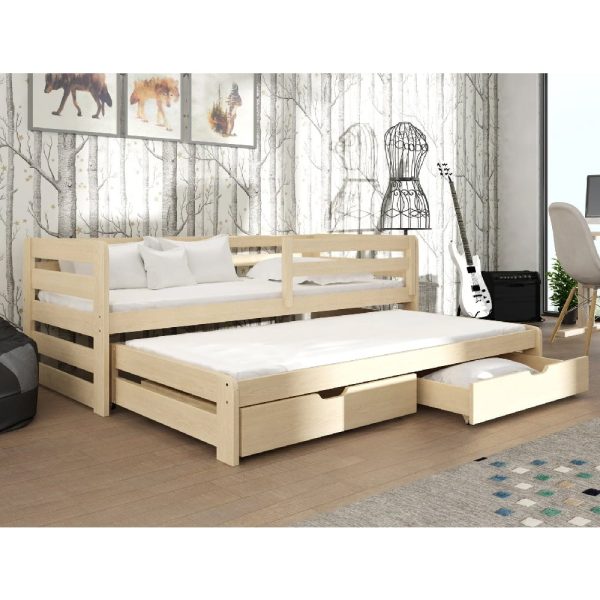 Sewell Wooden Day Bed With Foam Mattress And Trundle In Pine | Bed Sava