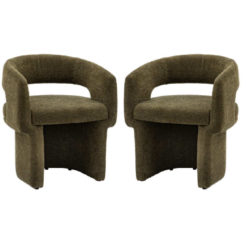 Shafter Green Fabric Dining Chairs In Pair