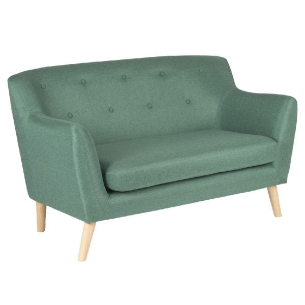 Shawnee Fabric 2 Seater Sofa With Oak Legs In Ocean Green | Bed Sava