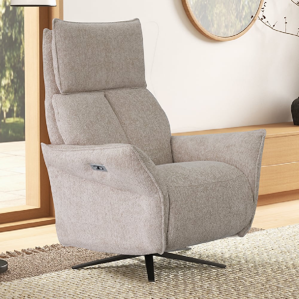 Shelby Fabric Electric Recliner Chair In Wicker