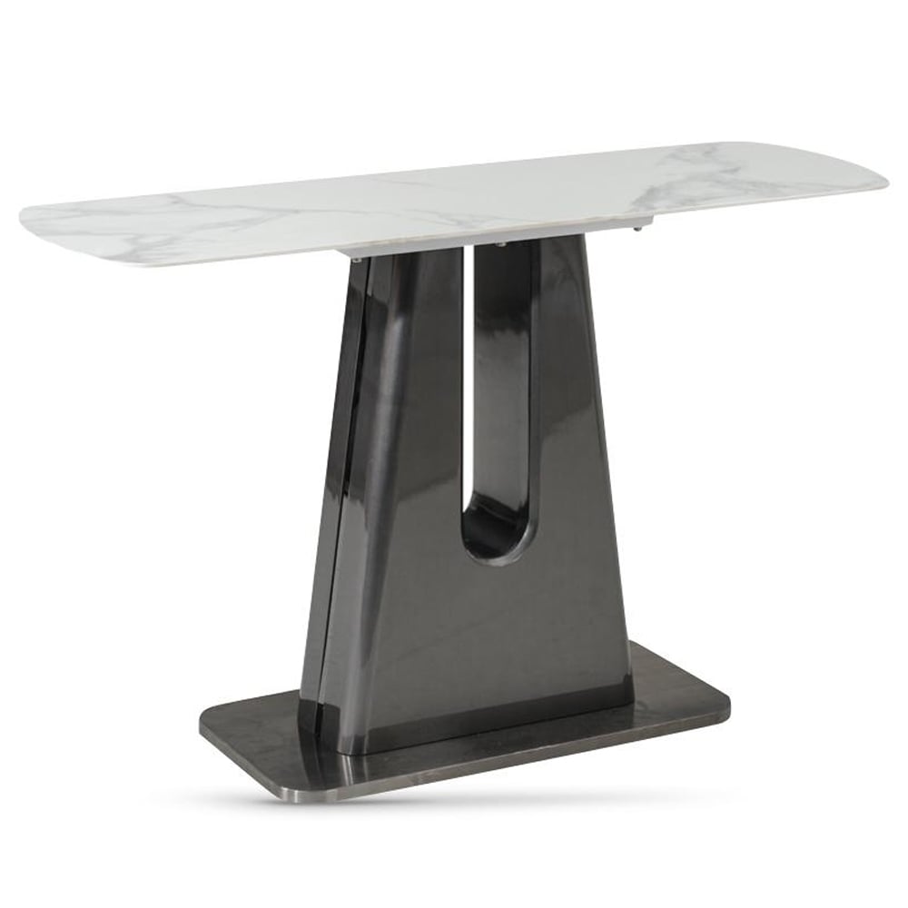 Shelby Sintered Stone Rectangular Console Table In Binli White