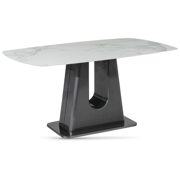 Shelby Sintered Stone Rectangular Dining Table In Binli White | Bed Sava
