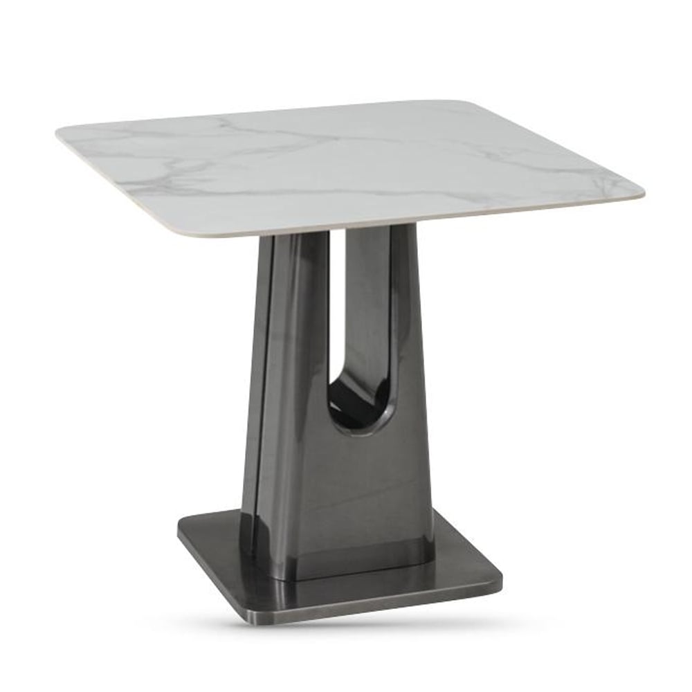 Shelby Sintered Stone Square End Table In Binli White