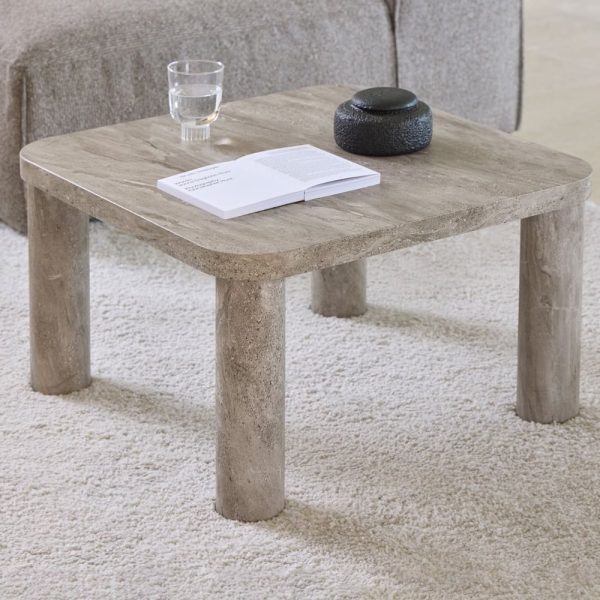 Shelby Wooden Square Coffee Table In Grey Marble Effect | Bed Sava