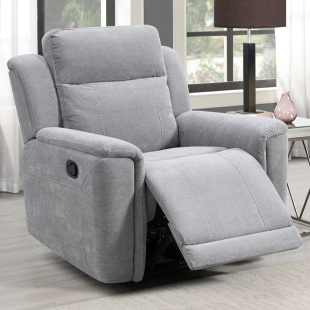Sheridan Fabric Recliner 1 Seater Sofa In Light Grey
