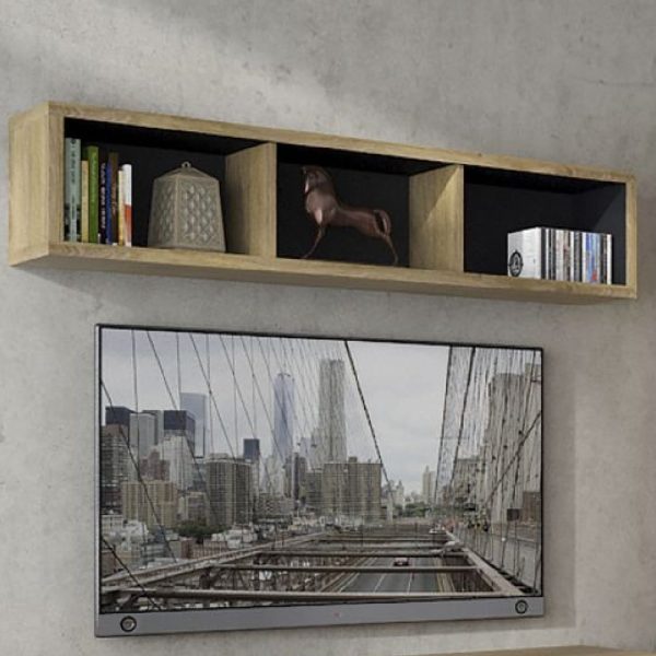 Sholka Wooden Wide Wall Shelf In Oak | Bed Sava
