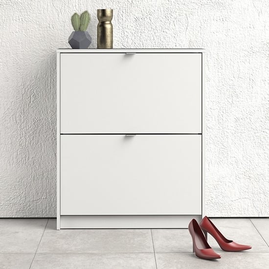 Shovy Wooden Shoe Cabinet With 2 Doors And 2 Layers In White