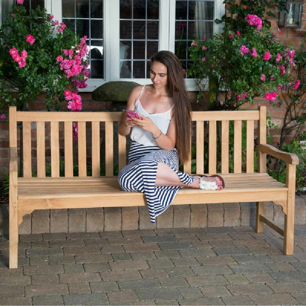 Sierra Large Wooden Garden Seating Bench In Teak
