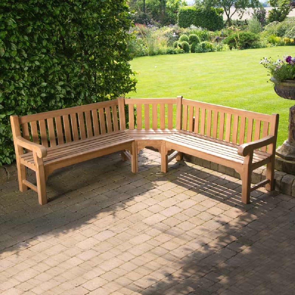 Sierra Wooden Corner Garden Seating Bench In Teak