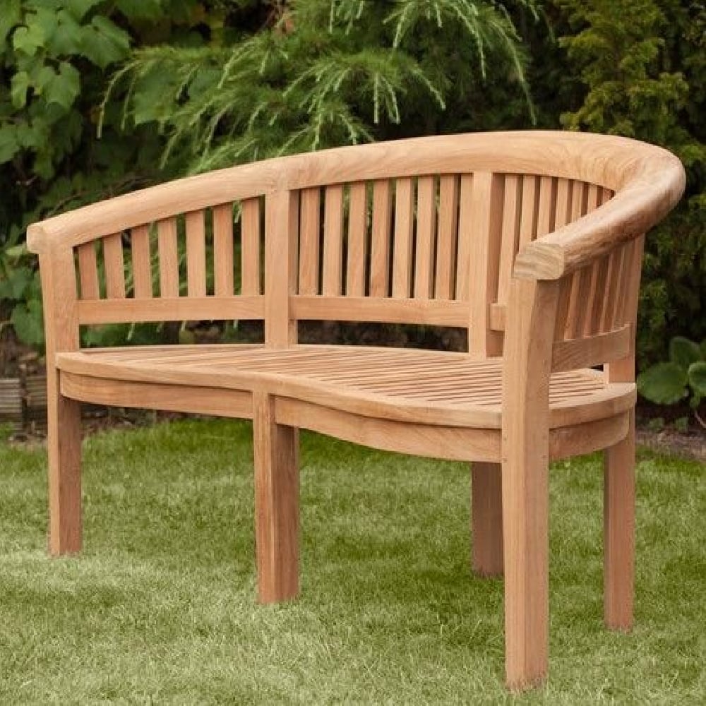 Sierra Wooden Curved Garden Seating Bench In Teak