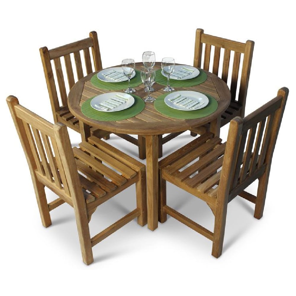 Sierra Wooden Dining Table With 4 Chairs In Teak