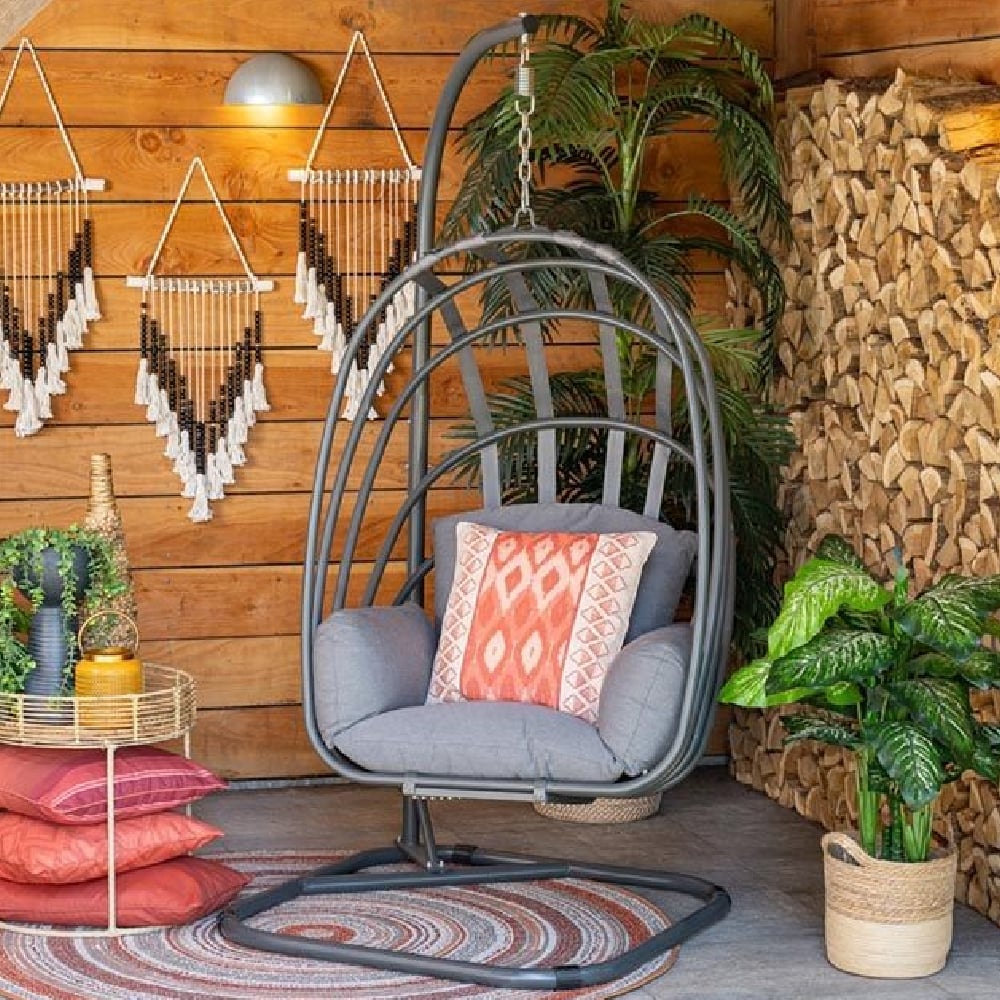 Sikeston Aluminium Garden Egg Chair In Dark Grey