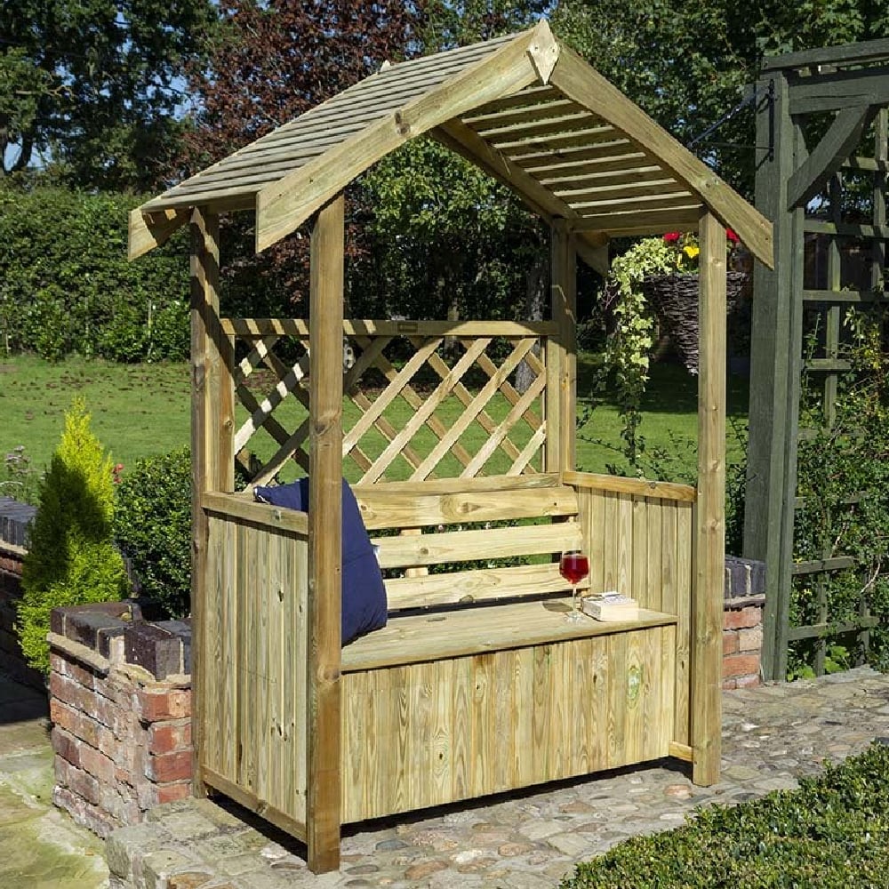 Silsoe Wooden Garden Arbour With Storage In Natural