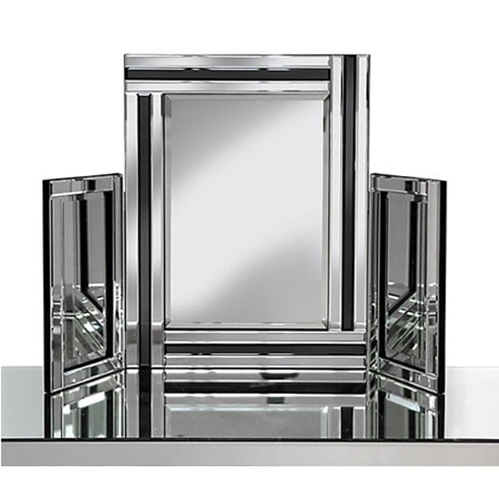 Elena Dressing Table Mirror In Silver With Black Inserts | Bed Sava