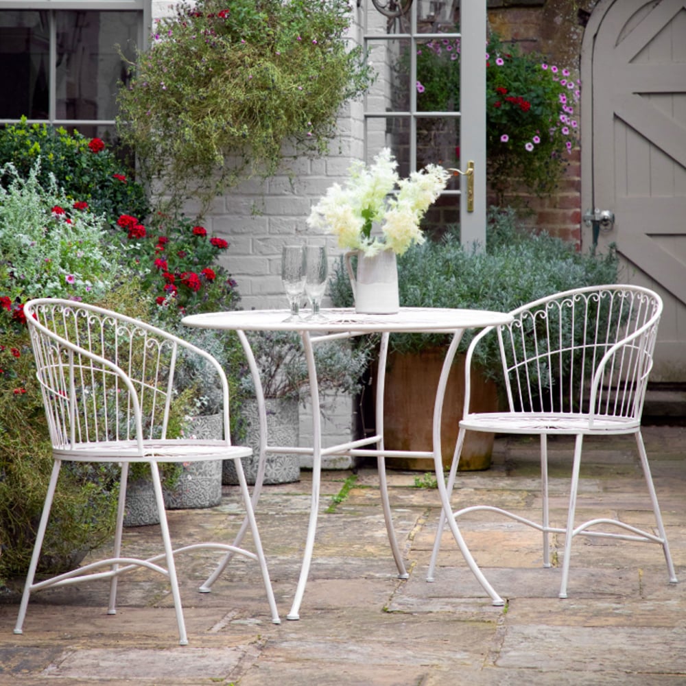 Silverton Metal 2 Seater Bistro Set In Vanilla