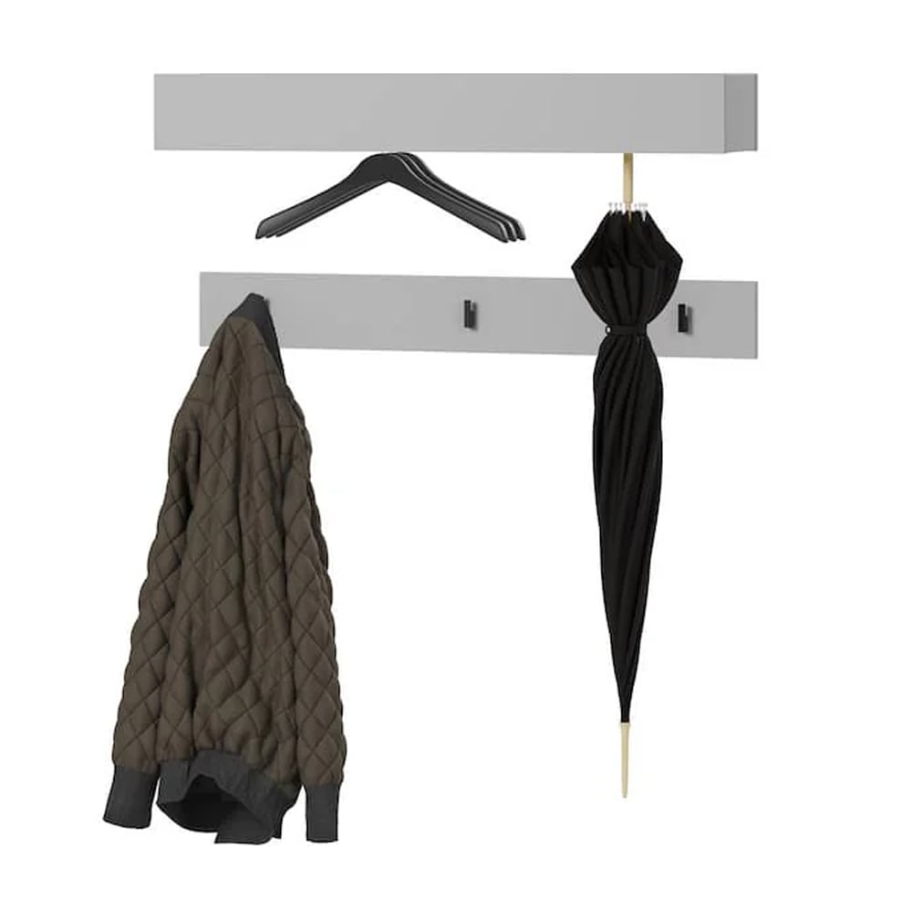 Silvis Horizontal Wooden Hallway Coat Hanger In Grey