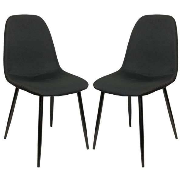 Simons Black Fabric Dining Chairs In Pair | Bed Sava