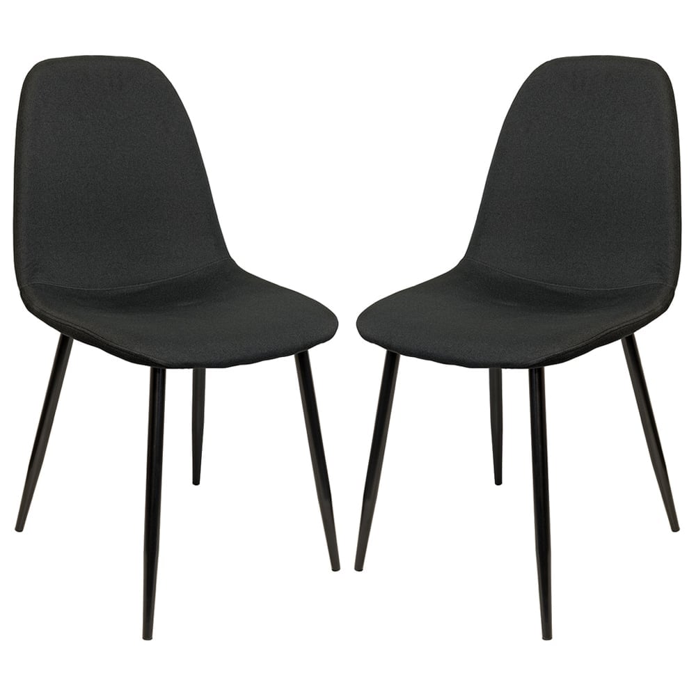 Simons Black Fabric Dining Chairs In Pair