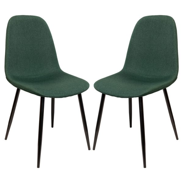 Simons Green Fabric Dining Chairs In Pair | Bed Sava