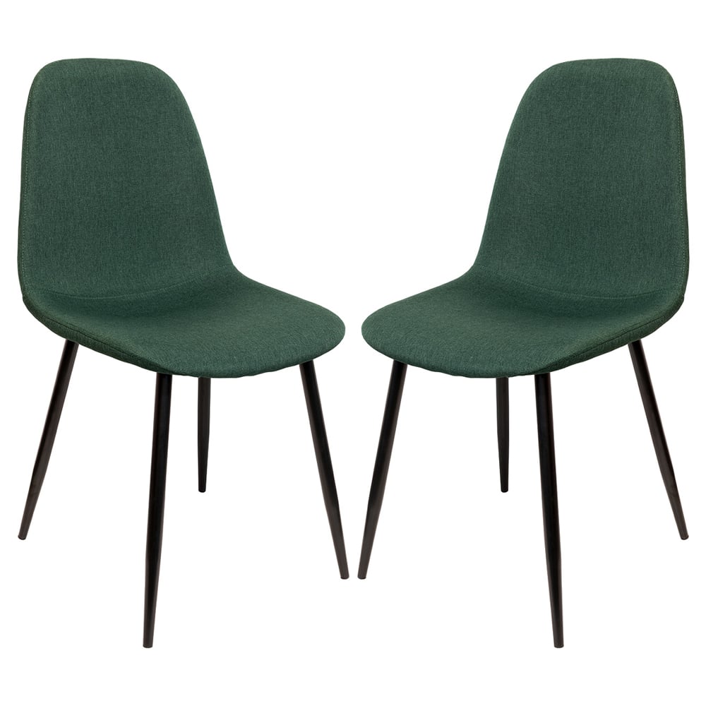 Simons Green Fabric Dining Chairs In Pair