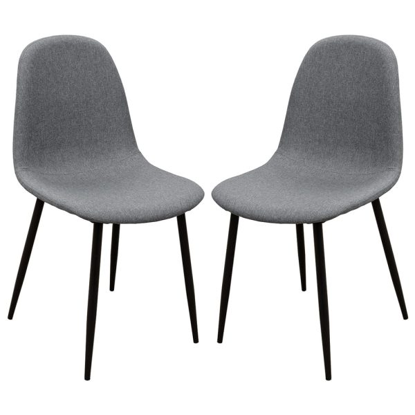 Simons Grey Fabric Dining Chairs In Pair | Bed Sava