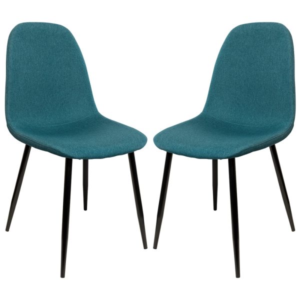 Simons Teal Fabric Dining Chairs In Pair | Bed Sava