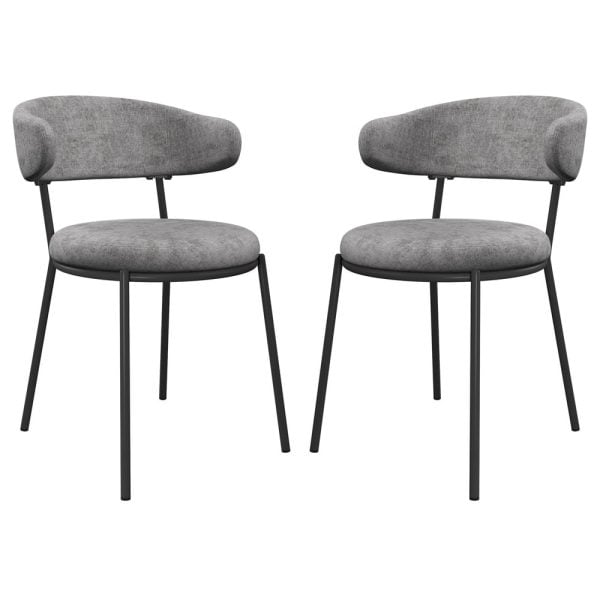 Simpsonville Grey Fabric Dining Chairs In Pair | Bed Sava