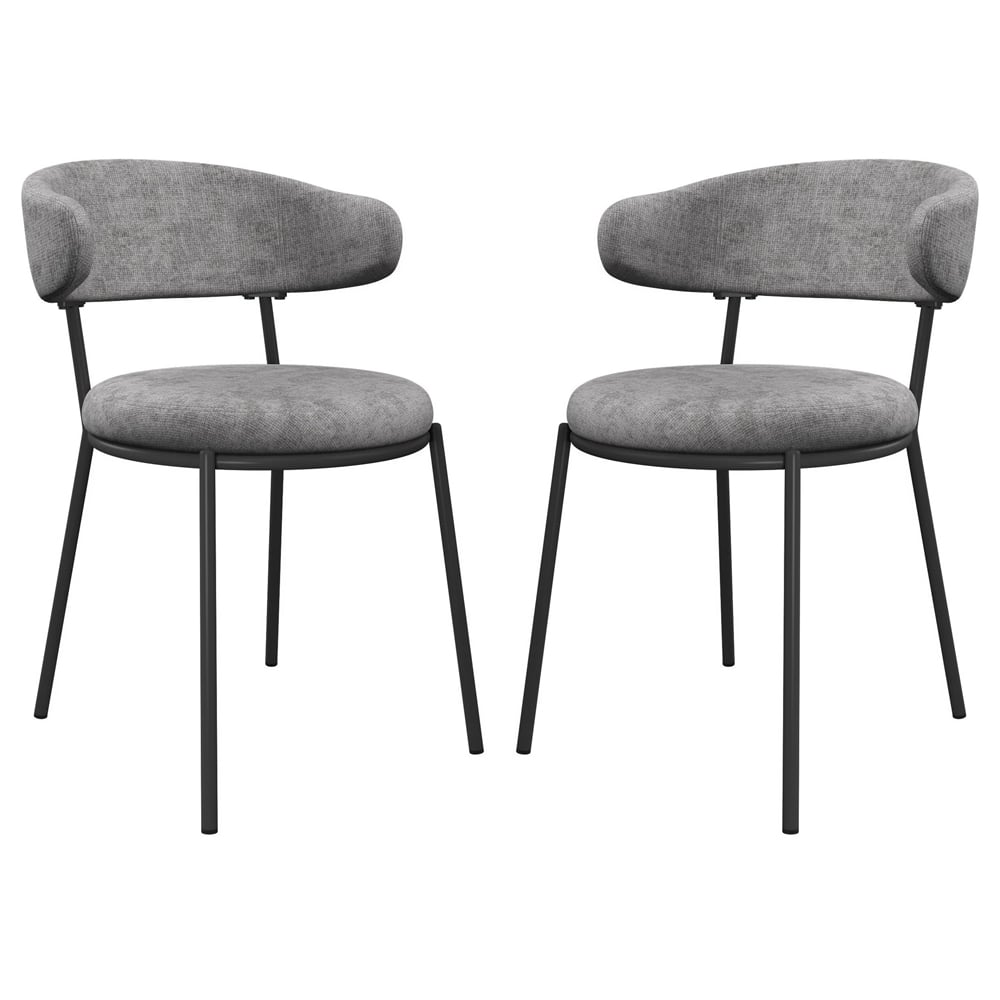 Simpsonville Grey Fabric Dining Chairs In Pair