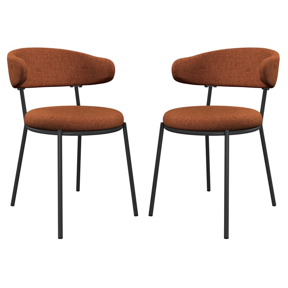 Simpsonville Orange Fabric Dining Chairs In Pair