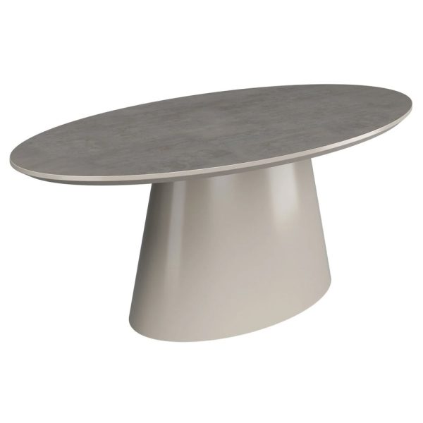 Simpsonville Wooden Oval Coffee Table In Grey Concrete Effect | Bed Sava
