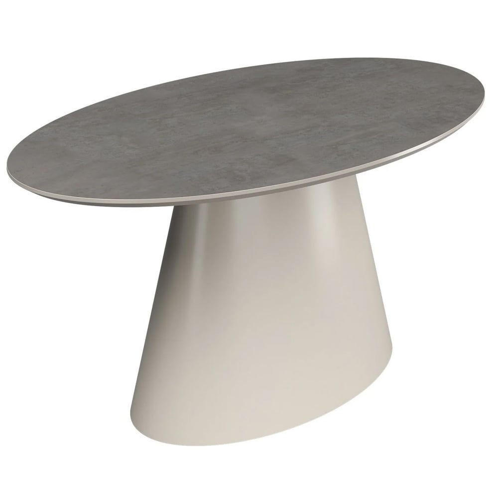 Simpsonville Wooden Oval Dining Table In Grey Concrete Effect