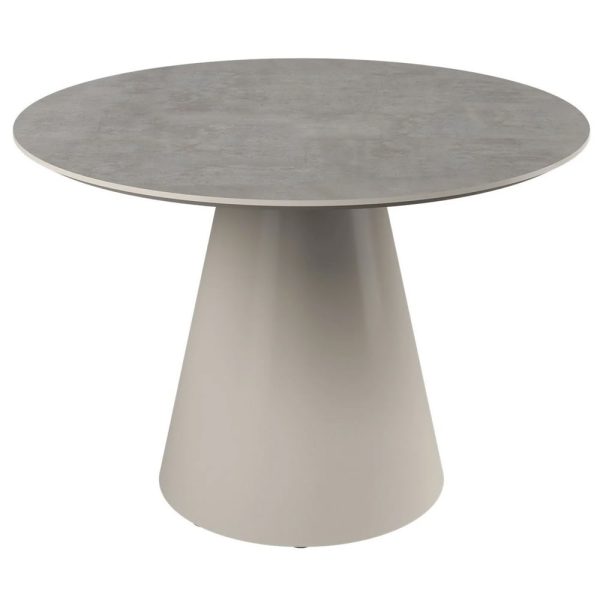 Simpsonville Wooden Round Dining Table In Grey Concrete Effect | Bed Sava