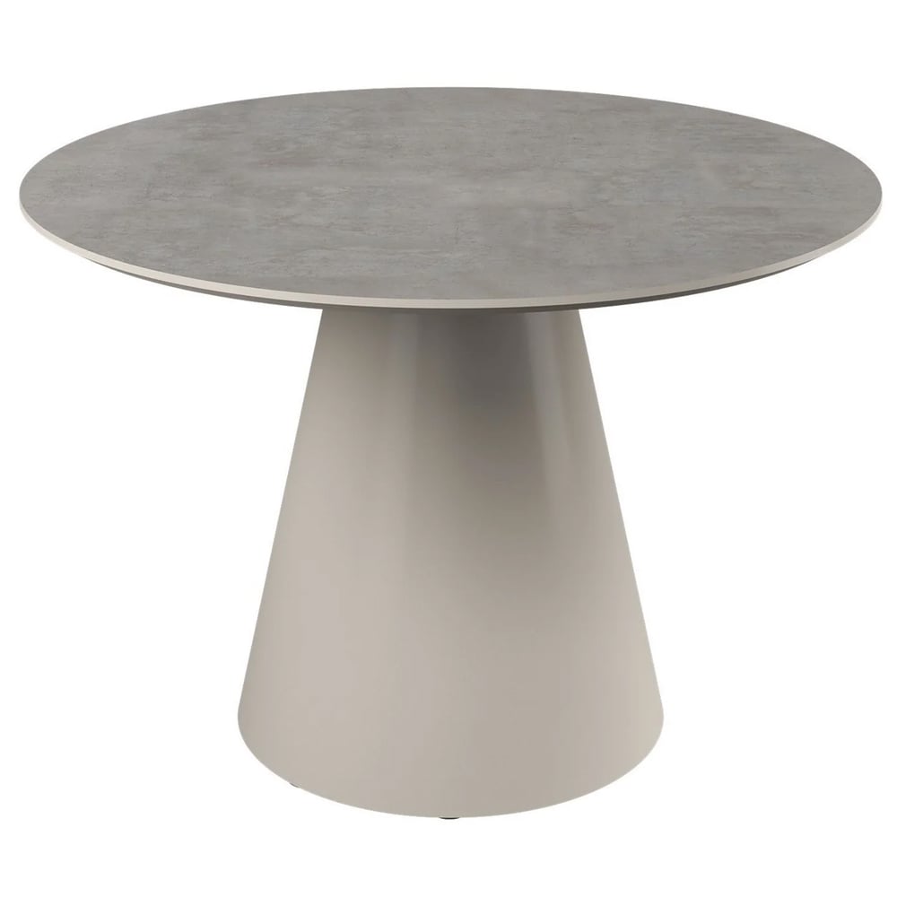 Simpsonville Wooden Round Dining Table In Grey Concrete Effect